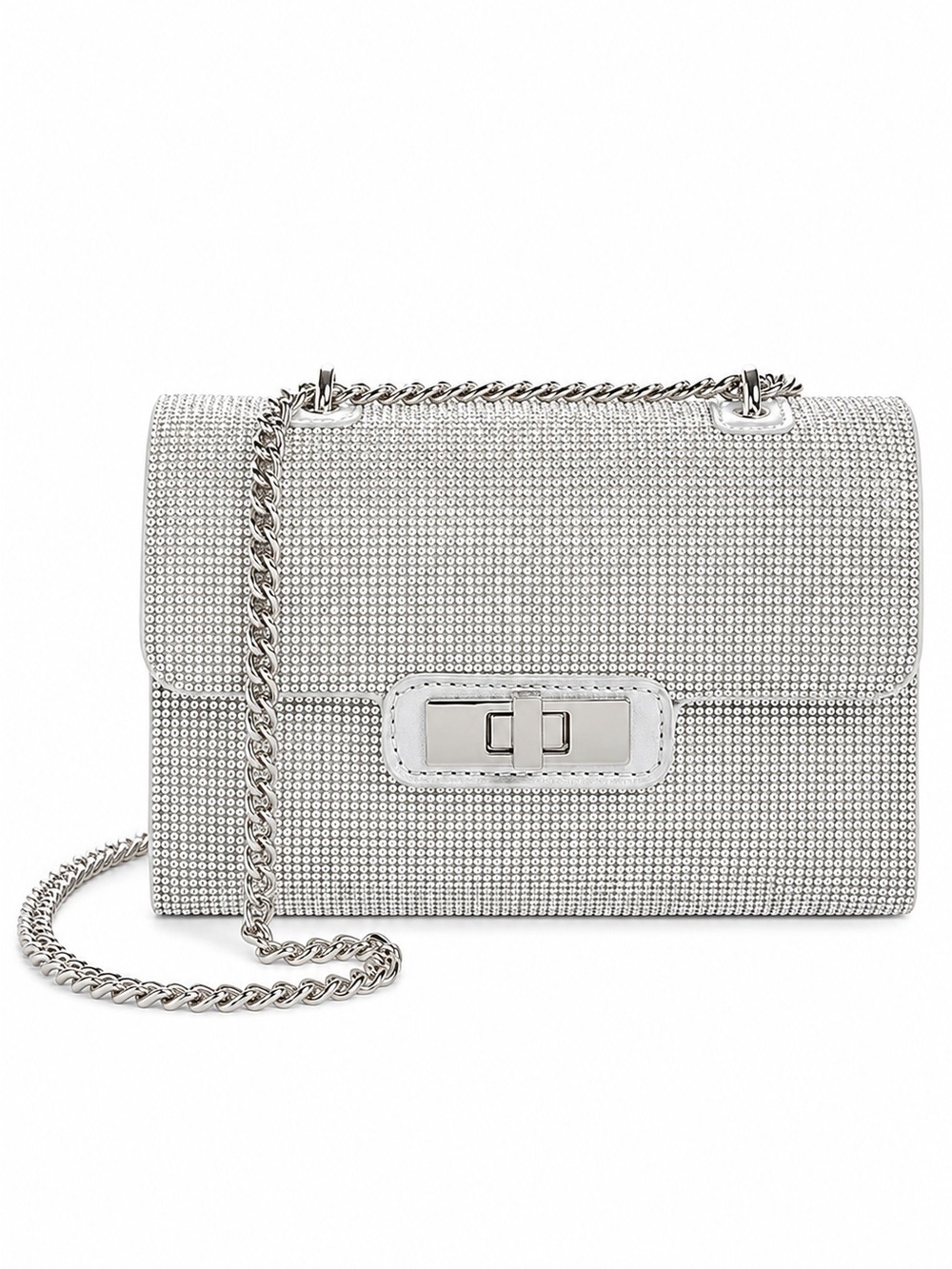 Steve Madden Bonders Silver Rhinstone Chain Crossbody Bag